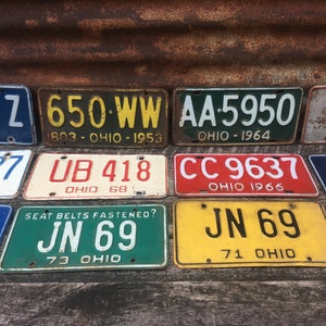 Choice of Ohio License Plate 1967, 1953, 1964, 1970, 1969, 1968, 1966, 1963, 1973, 1971 Vintage Antique License Plate Vehicle Auto Tags B