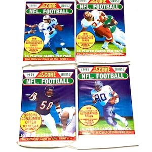 4 Packs of Vintage Football Cards Score 1991 Series 2 NFL Pack Of Cards Unopened Pack of Cards Pack 1990s Nostalgic National Football League