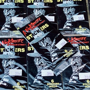 Vintage Nightmare on Elm Street Movie Sticker Album Cards Pack of Cards 1980s Horror Movie Halloween Nightmare on Elm St. Freddy Krueger