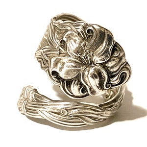Antique Spoon Ring Floral Victorian Sterling Silver 925 Metal Spiral Twist Ring Vintage Jewelry Hand Made By Me Guaranteed Authentic!