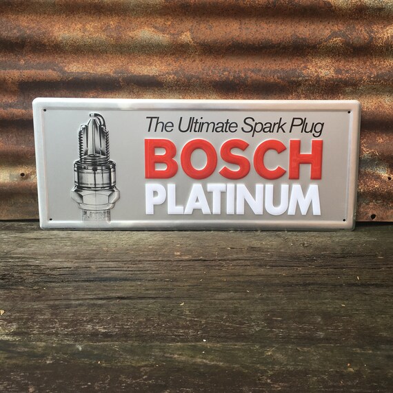 Vintage Bosch Platinum Spark Plugs Car Auto Metal Sign Etsy