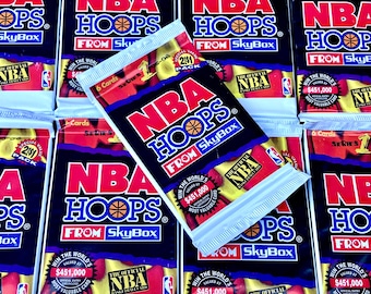 Auténtico paquete de cartas de baloncesto vintage NBA Hoops 1995 1996 Paquete de cartas NBA Skybox Paquete de cartas sin abrir Años 90, 1980, 1990 Nostálgico