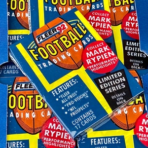 Original Vintage Football Cards Fleer 1992 NFL Pack Of Cards Unopened Pack of Cards 90s Pack 1990s Nostalgic National Football League