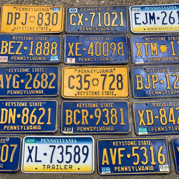 Choice Of Pennsylvania License Plate 1970s, 1980s, 1990s, 2000s Era Pa Plate Vintage Authentic Old Auto Tag Antique Car Truck Gas Station a