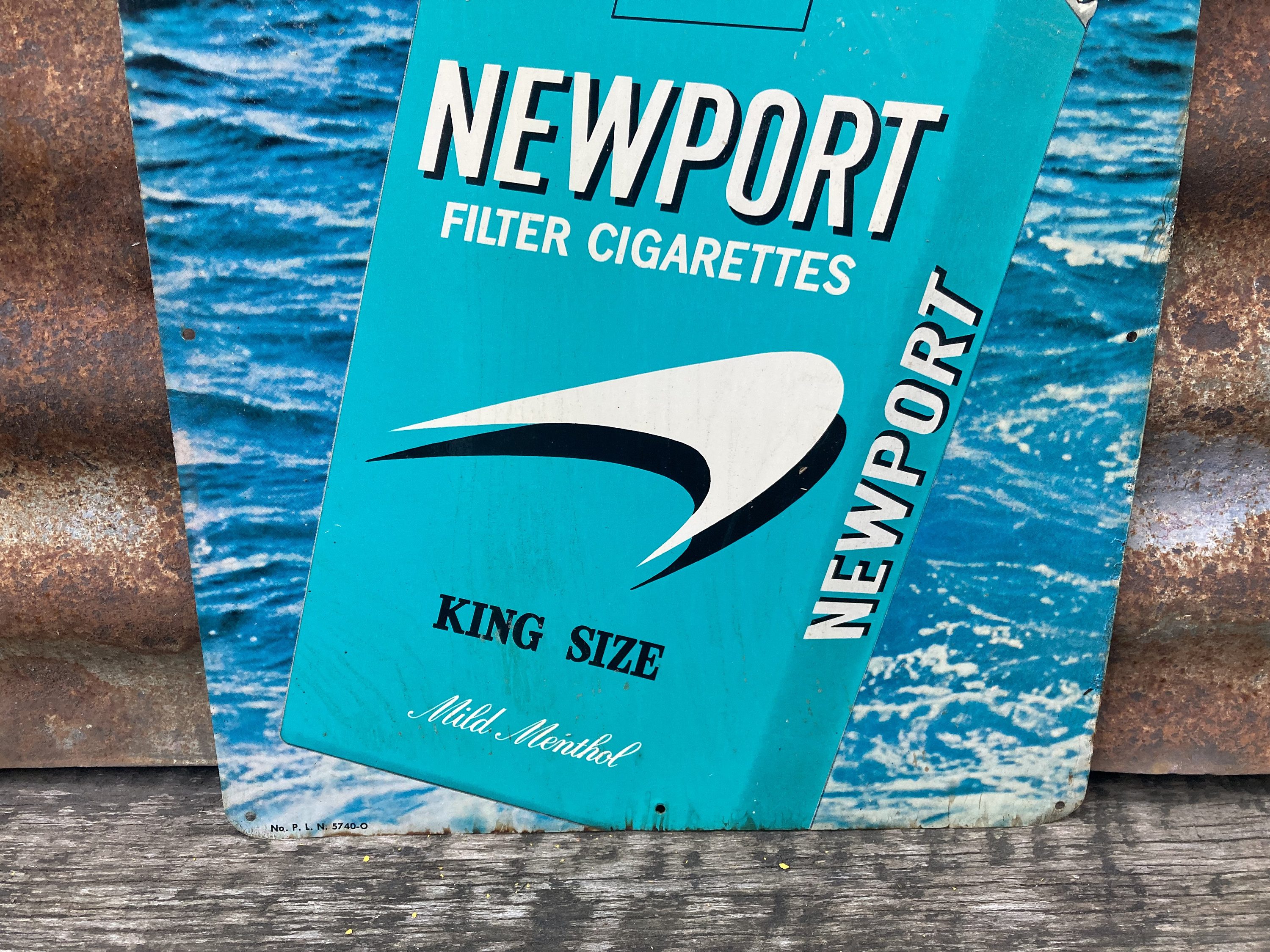 Authentic Newport Cigarette Sign 11 X 19 Inch NOS Tobacco Sign Penguin  Vintage 1960a Era Cigarette Tobacco Rusted Distressed General Store