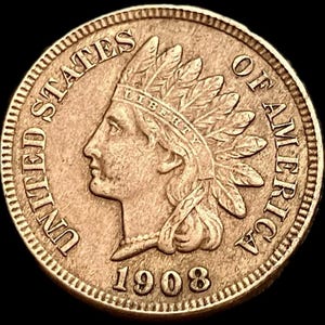 Authentic 1908 Indian Head Penny Small Cent Full Liberty 4 Diamonds & Pearls Higher Grade Numismatic Own a Piece of American History S1