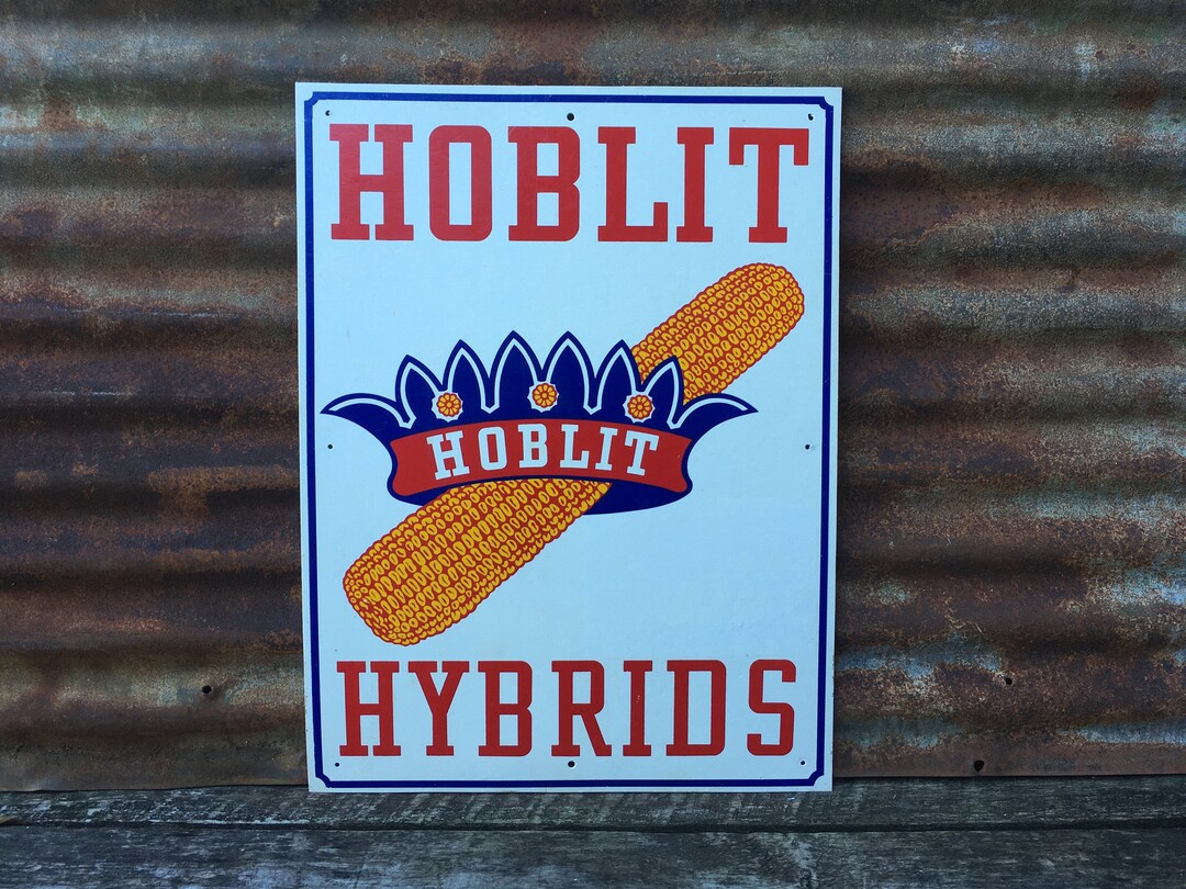 Vintage Hoblit Hybrid Corn Seed Sign Farming Sign Vintage Plastic Farm
