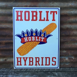 Vintage Hoblit Hybrid Corn Seed Sign Farming Sign Vintage Plastic Farm Distressed Rustic Country Kitchen Decor feed store 18x24