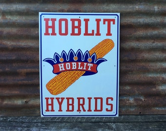 Vintage Hoblit Hybrid Corn Seed Sign Farming Sign Vintage Plastic Farm Distressed Rustic Country Kitchen Decor feed store 18x24