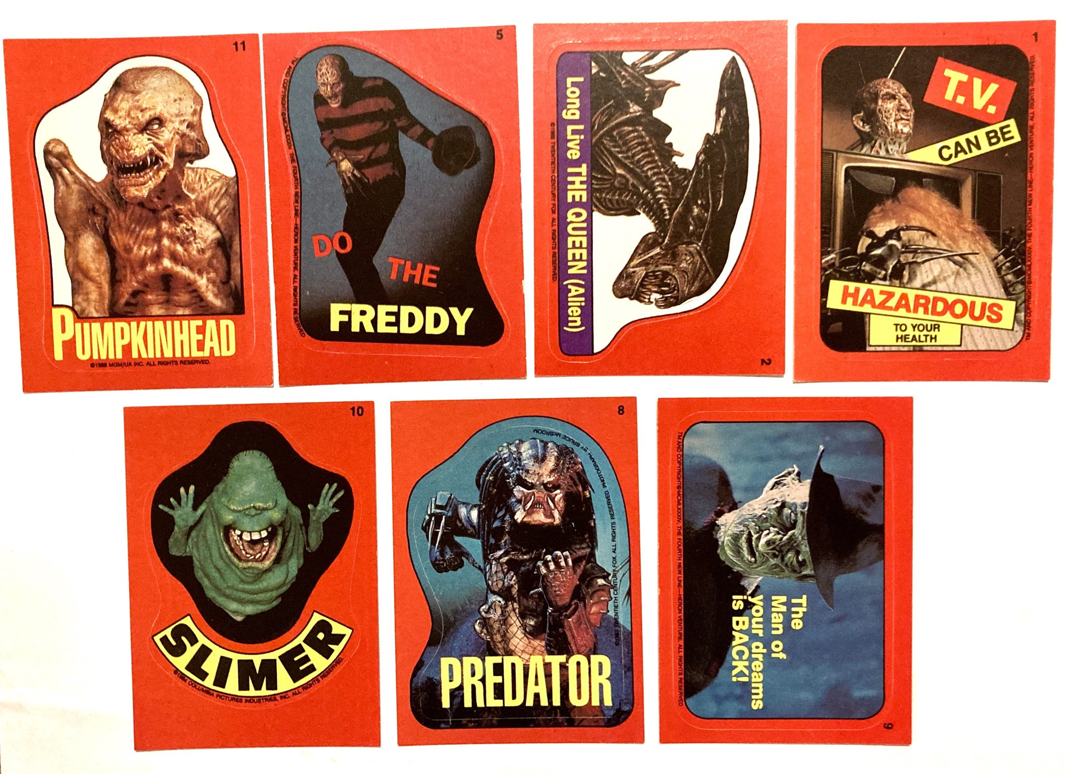 Choice of Fright Flicks Horror Movie Sticker Cards Freddy, Slimer