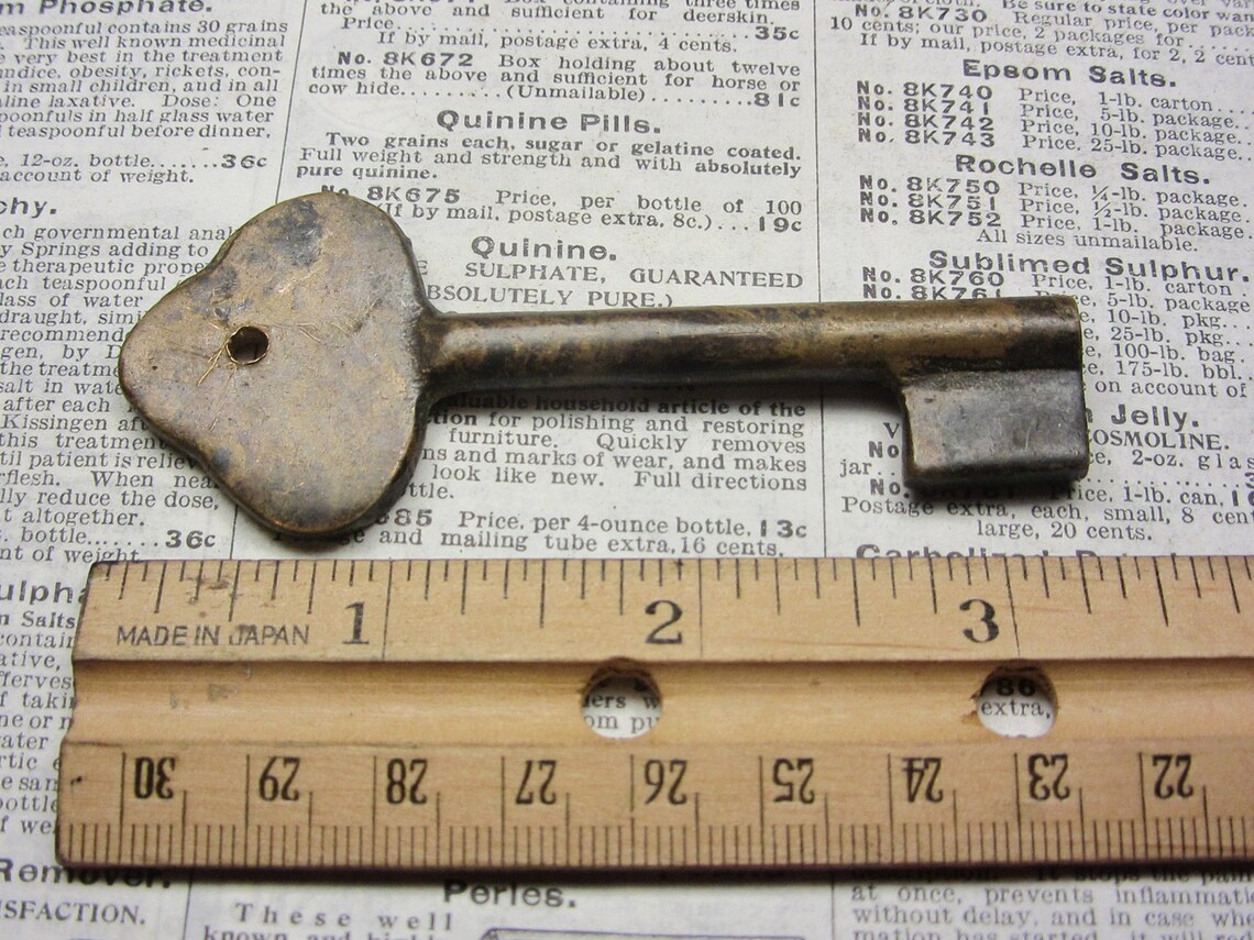 Antique Key Large Copper Brass Metal Key Very Old Vintage Etsy
