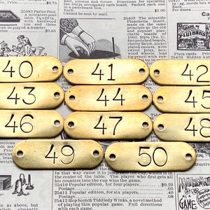 Choice Of Number Tags 30, 31, 32, 33, 34, 35, 36, 37, 38, 39, 40 Tags Brass Locker Tags Drawer Tags Numbered Furniture Tags Restoration Tag image 4