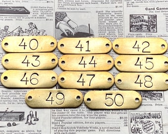 Choice Of Number Tags 40. 41, 42, 43, 44, 45, 46, 47, 48, 49, 50 Tags Brass Locker Tags Drawer Tags Numbered Furniture Tags Restoration Tag