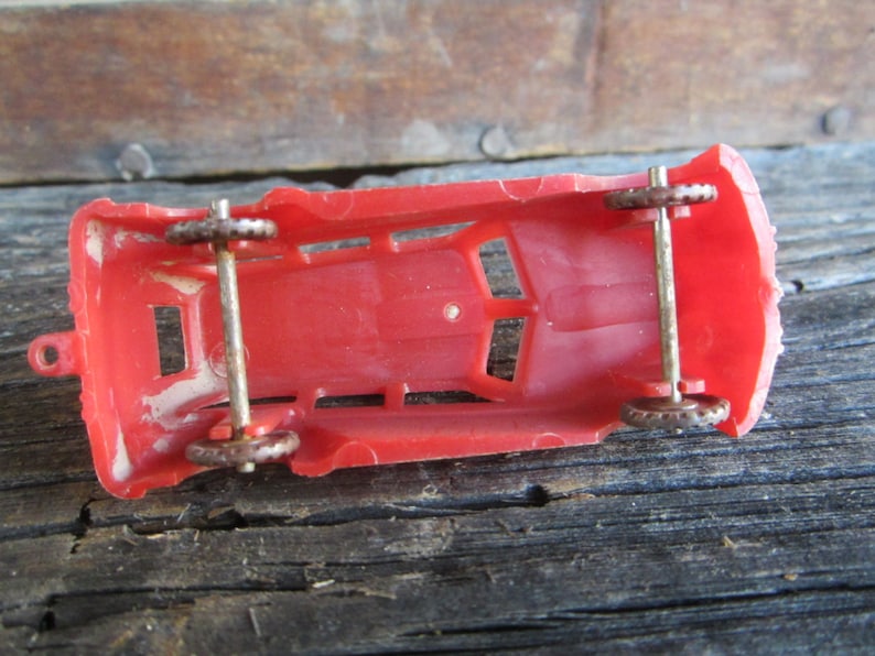 Vintage Plastic Toy Car Red Station Wagon Car 1950s Era Old Fashion Retro Toy Car Old Toys Vintage Toy Art Deco Look Miniature Toy Car