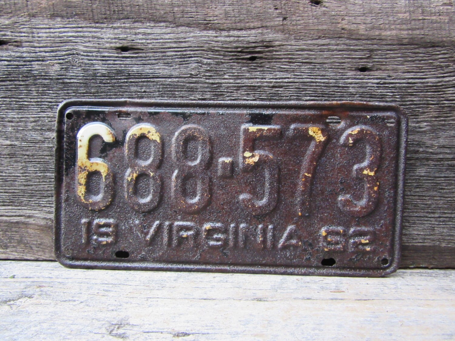 Virginia License Plate Vintage License Plate Rusty VTG 1962 Etsy