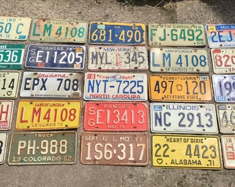 License Plate Craft Pa, NC, NY, AL, Co, Ind, Mass, Kansas Art Metal  Old License Plates Craft Decoration Metal Numbers k