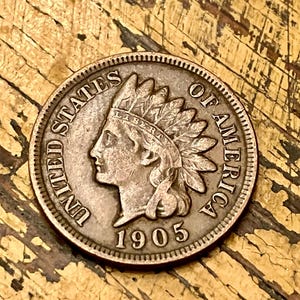 1905 Indian Head Cent Penny Small Cent Full Liberty Coin Numismatic Partial Liberty Own a Piece of American History IHC A3
