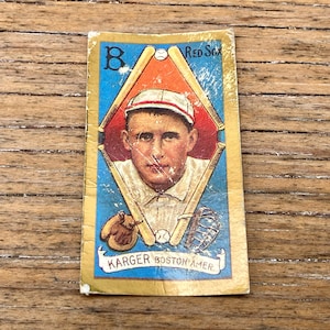 Vintage Baseball Card Edward Karger Boston T205 Piedmont Tobacco Card Fantasy Reprint NOT Original Hand Aged Distressed Dead Ball Era