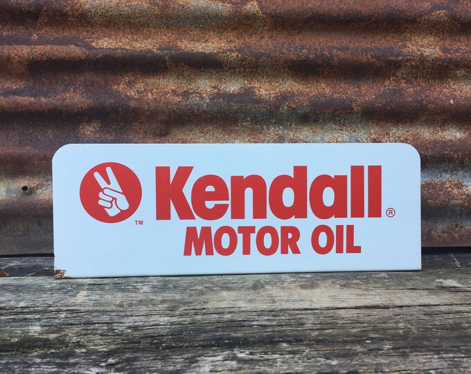 Original Vintage Kendall Motor Oil Sign Gas Pump Topper Metal Sign