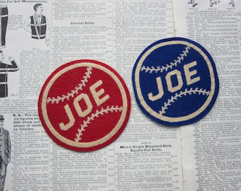 Vintage Name Patch JOE Baseball Price per (1) Patch 1950s Era Felt Varsity High School Jacket Coat Patch College Sports 50s Vintage Felt
