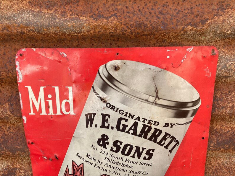 Vintage Original Garrett Snuff Sign Chewing Tobacco W.E. Etsy