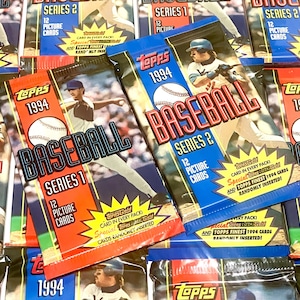 Vintage Baseball Cards Unopened Topps 1994 MLB Series 1 or Series 2 Never Opened Card Packs 80s 90s Wax Pack 1990s Nostalgic Retro