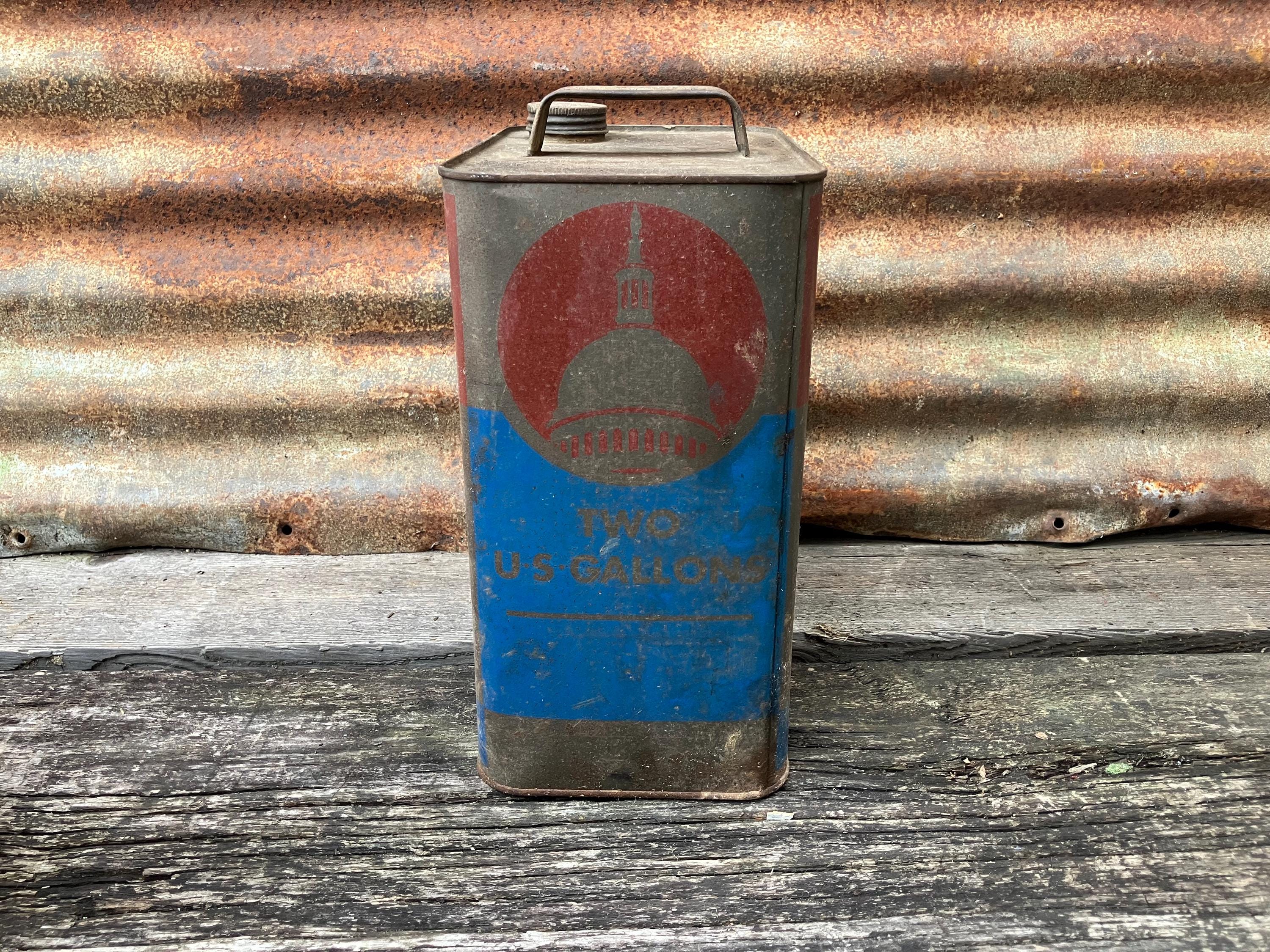 Vintage Original Atlantic Capitol Motor Oil Can 2 Gallon Emerald