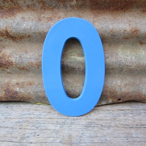 Number Sign Vintage 8 Inch Number 0 Zero Sign Blue Simple Font Plastic Number Sign Display Marquee Alphabet Number Wall Art Pop Art Retro