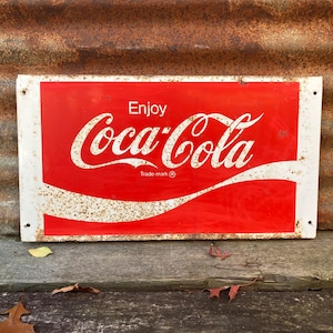 Authentic Vintage Coca Cola Metal Sign Old Coke Sign Red White