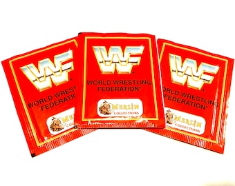 WWF Wrestling Cards Vintage Sticker Album Cards 1992 WWE World Wrestling Entertainment Merlin Collections 6 Cards per Pack 1990s Wrestlers