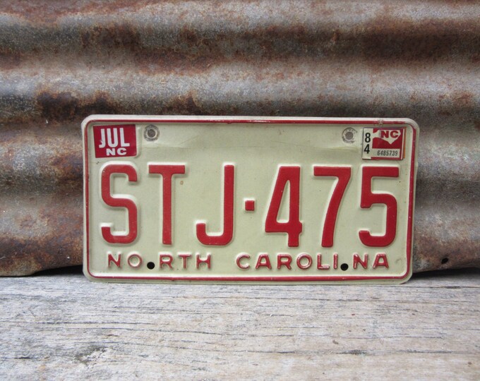 Vintage License Plate North Carolina NC 1984 Red Auto Tag Car - Etsy