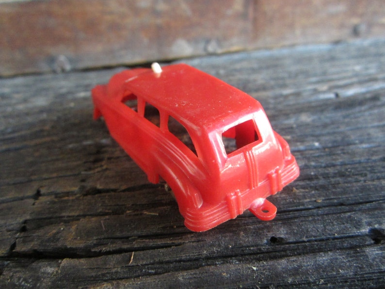 Vintage Plastic Toy Car Red Station Wagon Car 1950s Era Old Fashion Retro Toy Car Old Toys Vintage Toy Art Deco Look Miniature Toy Car