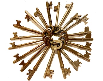 Collection of 20 Antique Brass Keys Metal Barrel Key Vintage Key Skeleton Key Authentic 1800s Era Antique Vintage Key Old Key Jewelry G