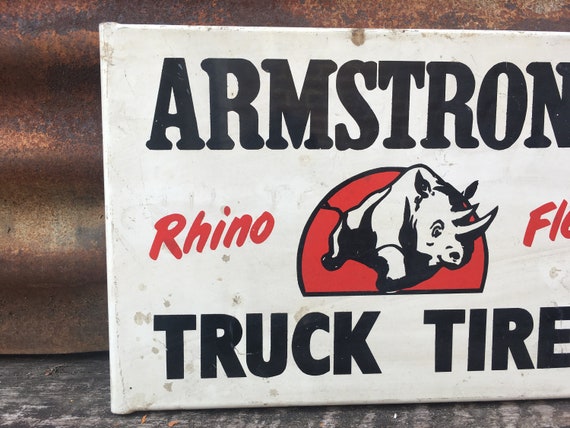 Authentic Armstrong Rhino Flex Truck Sign Tire Display Sign Metal