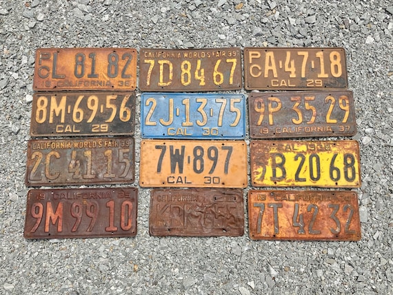 Choice of California License Plate 1936, 1939, 1929, 1930, 1937