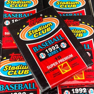 Vintage Baseball Cards Unopened Topps Stadium Club Series 3 1992 MLB Pack Of Cards Topps UnOpened Cards 90s Wax Pack 1990s Nostalgic Retro