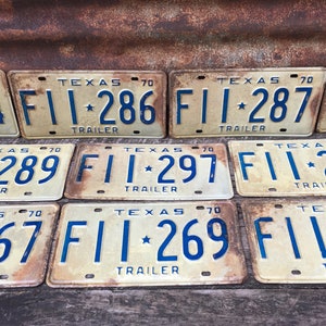 Choice of Texas License Plate 1970 Trailer Vintage Antique License Plate Vehicle Auto Tags B