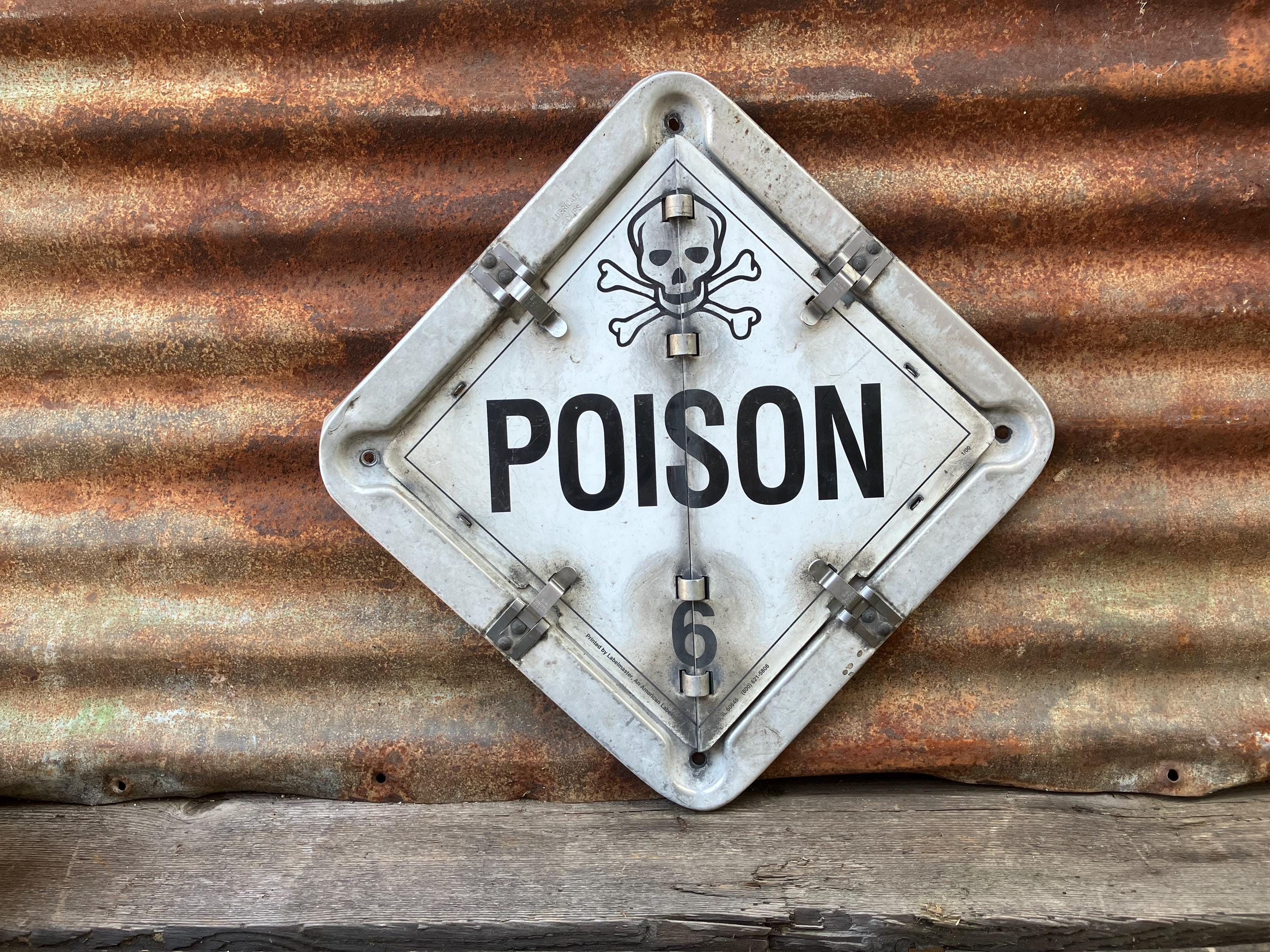 ビンテージ スカル POISON 危険物 警告 標識 金属プレート 70S