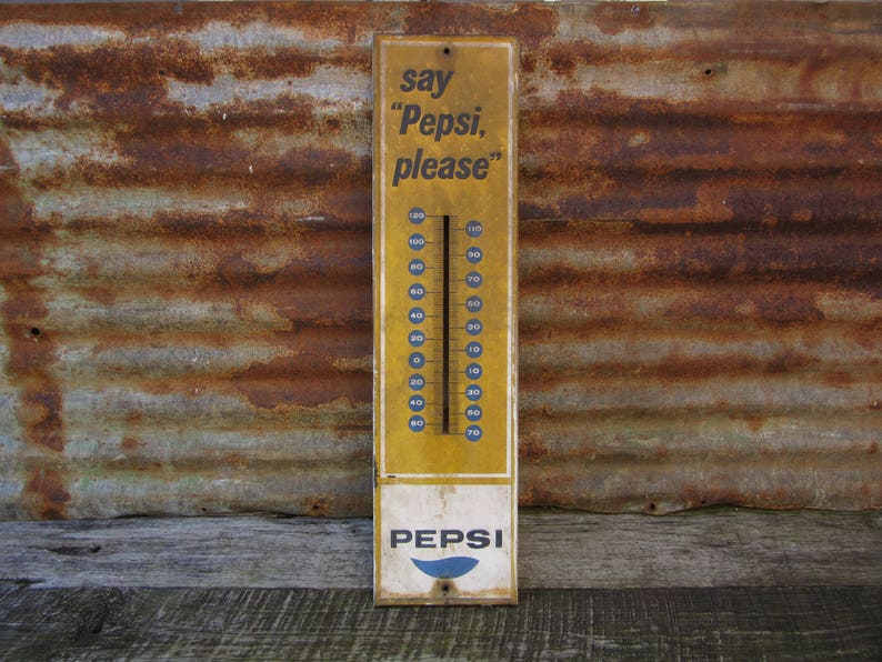 Antique Pepsi Thermometer Say Pepsi Please Original 1950s Etsy
