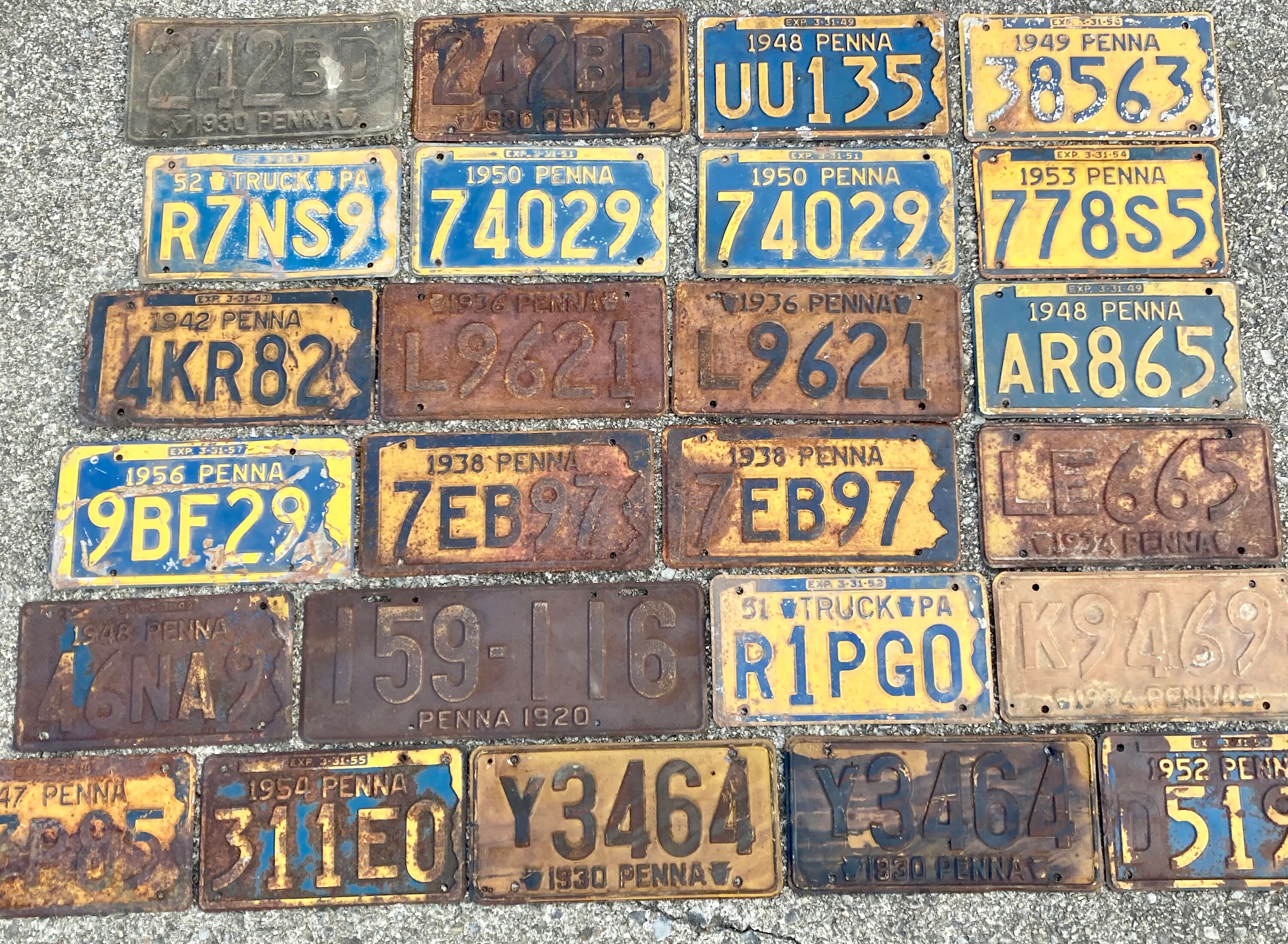 Choice of Vintage Pennsylvania License Plate 1930, 1948, 1949