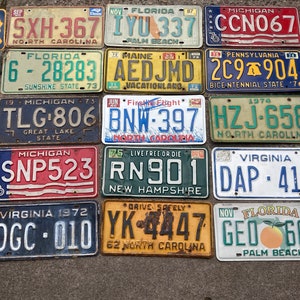 Choice of Vintage License Plate Pennsylvania, North Carolina, Florida, Michigan, Virginia, New Hampshire, Maine, Old Metal License Plates M2