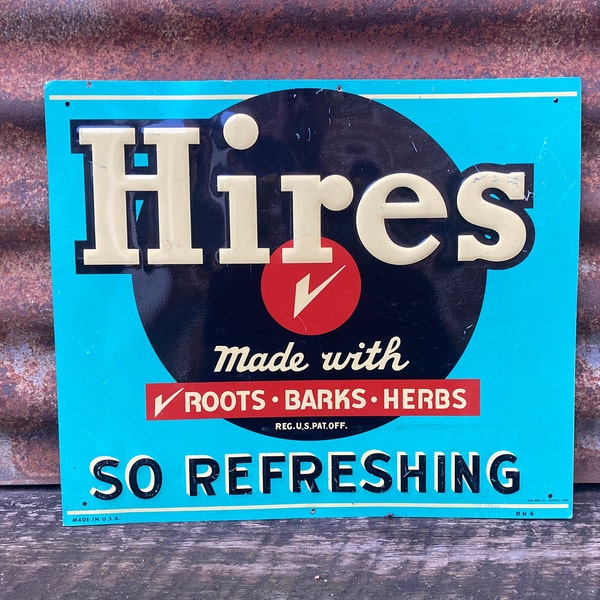 Hires Root Beer Vintage AAA Sign Company Sign Old Metal Advertising Soda Pop Drink Beverage 12x14  Inch