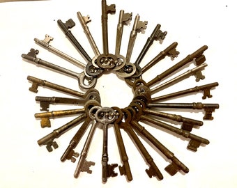 Collection of 25 Antique Brass Keys Metal Barrel Key Vintage Key Skeleton Key Authentic 1800s Era Antique Vintage Key Old Key Jewelry G