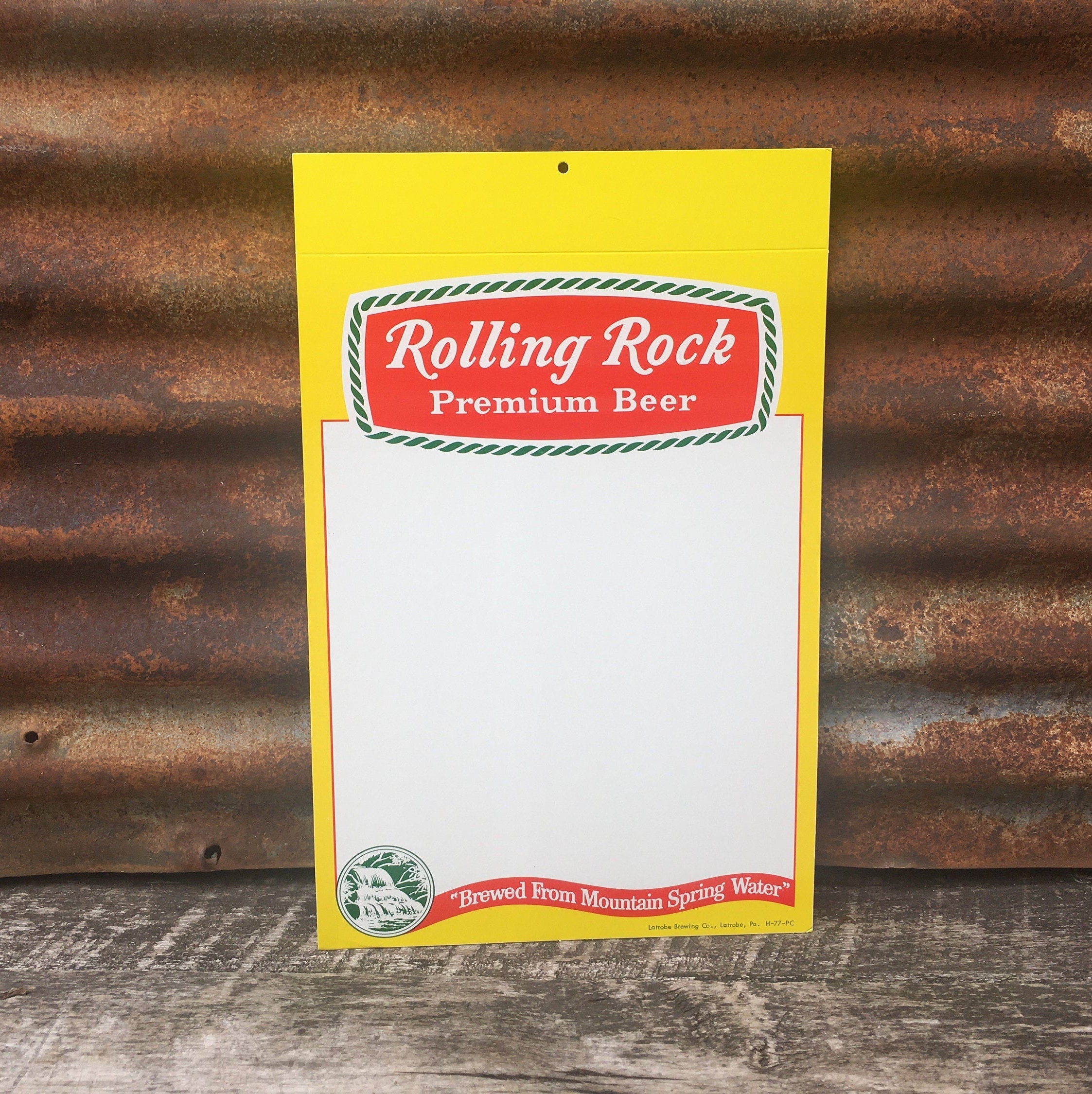 Rolling Rock Beer Cardboard Sign 11x17 Inch Vintage Latrobe
