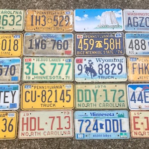 Choice of License Plate North Carolina, Pennsylvania, Wyoming, Washington, South Dakota, Minnesota Old Autombile License plate Tags 03