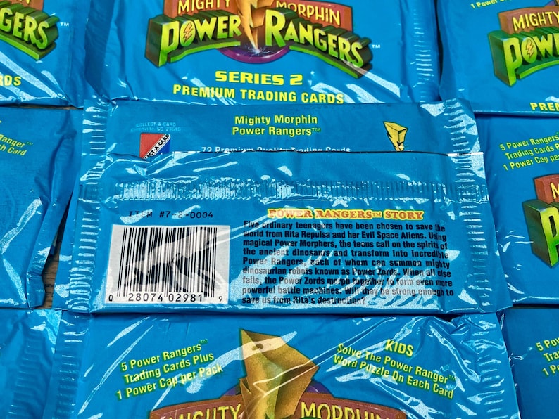Power Ranger Barcode Original Vintage Mighty Morphin Power Ranger Cards Series 2 TV Show ...