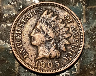 Authentic 1905 Indian Head Penny Small Cent Full Liberty From Antique Coin Collection Numismatic Own a Piece of American History N