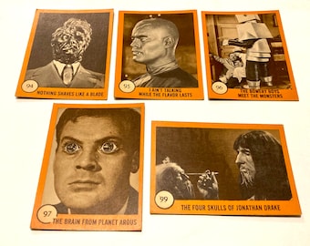 Choice of Horror Movie Cards Nu-Cards Series 2 Orange Border 1961 Vintage Authentic Monster Trading Cards Number 94, 95, 96, 97, 99