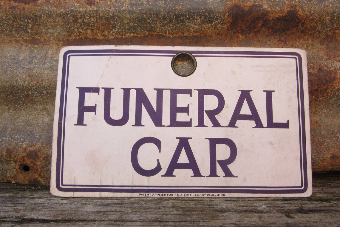 Antique FUNERAL CAR Sign Paper Cardboard Plaque Sign Vintage Etsy