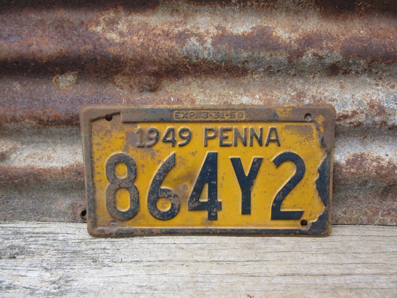 Vintage License Plate Vehicle Tag 1949 Vtg Pennsylvania PA Etsy